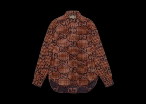 Gucci Maxi GG Gingham Shirt Red Blue