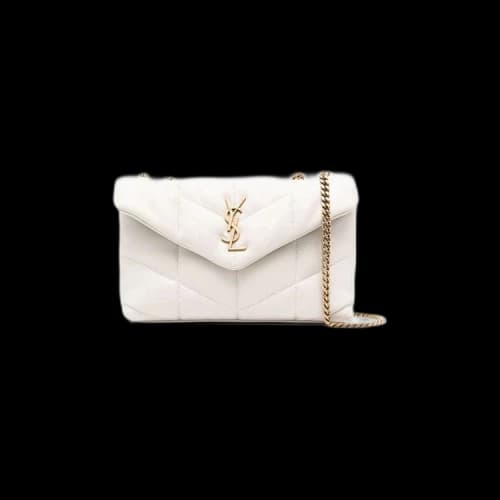 Saint Laurent Puffer Toy Quilted Shoulder Bag 'Vintage White'