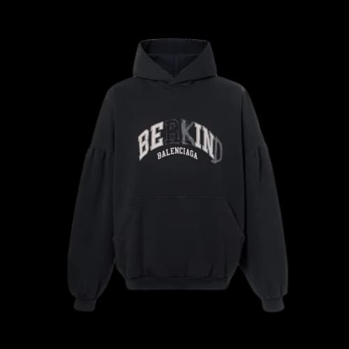 Balenciaga Be Kind Faded Black White Hoodie Black