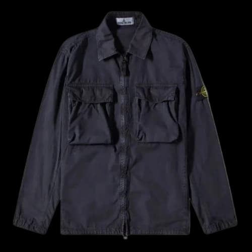 STONE ISLAND Brushed Cotton 2-Pocket Shirt Jacket 'Navy'