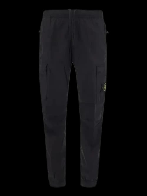 Stone Island 31303 Stretch Cotton Tela 'Paracadute' Garment Dyed Cargo Pants Black