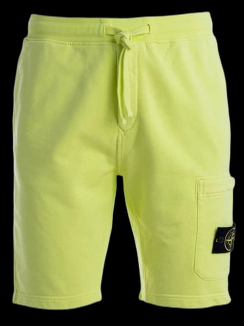 Stone Island 64651 Cotton Fleece Garment Dyed Shorts Neon Green