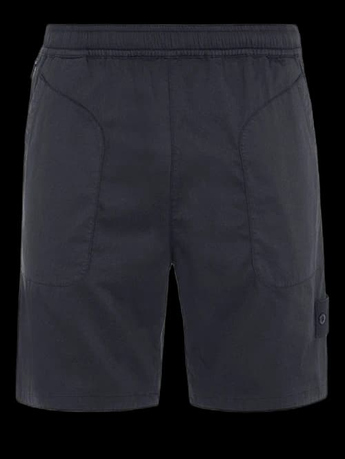 Stone Island L13F2 Stretch Cotton Lyocell Satin Ghost Piece Garment Dyed Shorts Navy