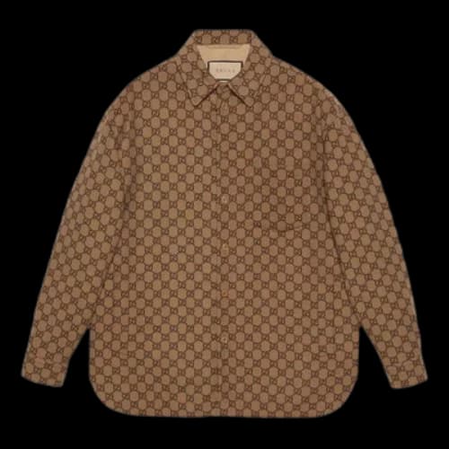 Gucci GG Wool Flannel Padded Overshirt 'Camel Ebony'
