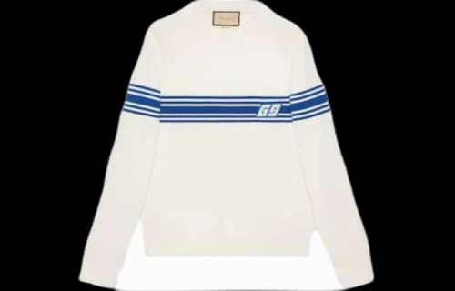 Gucci Knit Wool Sweater With Square GG 'Ivory Blue'