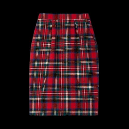 Saint Laurent Tartan Pencil Skirt 'Red/Multicolor'