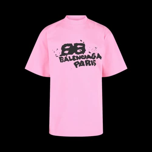 Balenciaga Hand Drawn BB Icon T shirt Pink Black