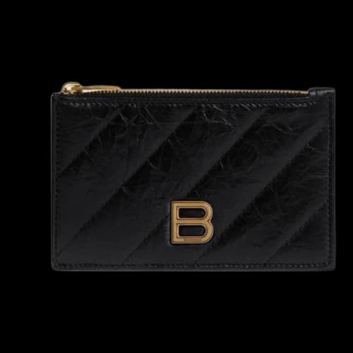 Balenciaga Crush Long Coin And Card Holder Quilted 'Black' (Women's)
