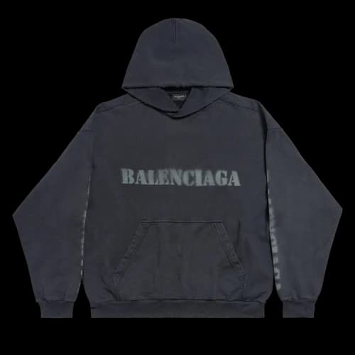 Balenciaga Stencil Molleton Archetype Faded Hoodie 'Black'