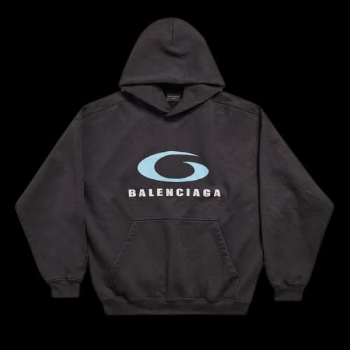 Balenciaga Medium Fit Hoodie 'Washed Black/Blue'