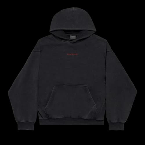Balenciaga Back Hoodie Medium Fit 'Faded Washed Black/Red'