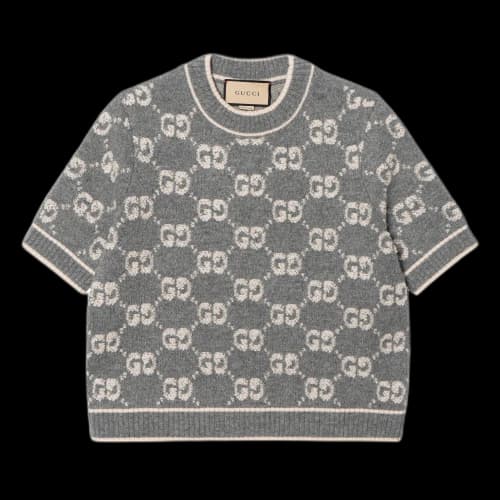 Gucci GG Wool Boucl Jacquard Top 'Grey Ivory' (Women's)