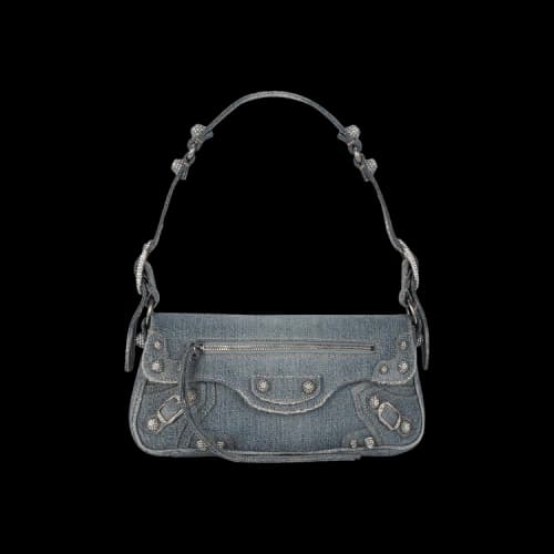Balenciaga Small Le Cagole Sling Denim Shoulder Bag Blue