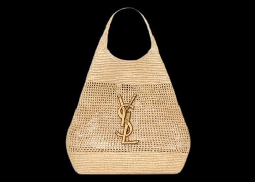 Saint Laurent Icare in Raffia Naturel/Brown Gold