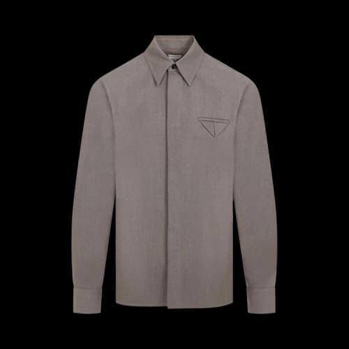 Bottega Veneta Triangle Pocket Twill Shirt 'Grey/Ochre Melange'