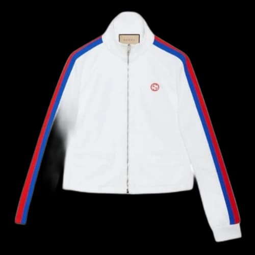 Gucci Technical Jersey Zip Jacket With Web 'Off White' (Women's)