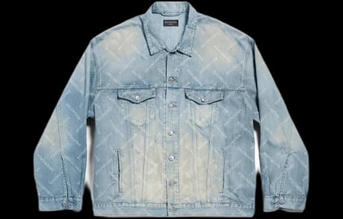 Balenciaga Bal Diagonal Allover Oversized Jacket 'Light Blue Japanese Ring Denim' (Women's)