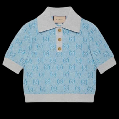 Gucci GG Wool Jacquard Polo 'Light Blue' (Women's)