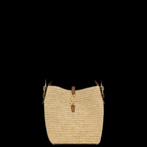 Saint Laurent Le 37 In Woven Raffia 'Naturel/Brick'