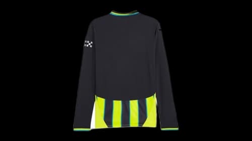 Puma Mcfc Collared Long Sleeve Away Soccer Replica Jersey New Navy/Yellow Glow