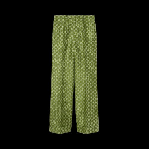Gucci GG Wool Lamé Trousers 'Green/Silver'