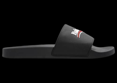 Balenciaga Pool Slide Black Political Campaign Logo