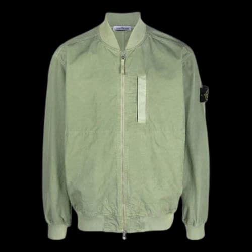 STONE ISLAND Cupro Cotton Twill Bomber Jacket 'Sage'