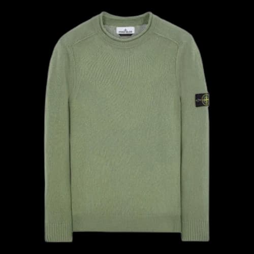 STONE ISLAND Logo Patch Crewneck Knitted Jumper 'Green'