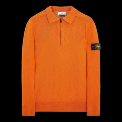 STONE ISLAND LogoCotton Half-Zip Polo Shirt 'Orange'