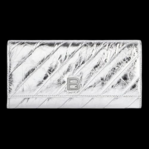 Balenciaga Crush Wallet On Chain Metallized Quilted 'Silver' (Women's)