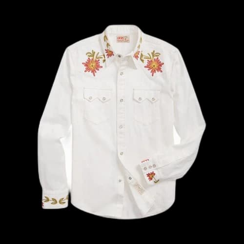 Polo Ralph Lauren Slim Fit Embroidered Denim Western Shirt 'Embroidered White Wash'
