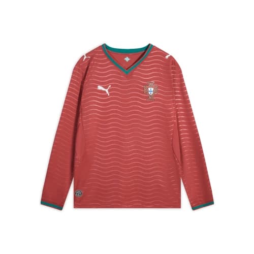 PUMA Portugal Home Long Sleeve Soccer Jersey 'Club Red Green Lagoon'