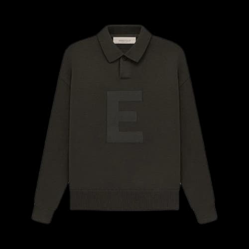 Fear of God Essentials Kids Knit Long-Sleeve Polo 'Off Black'