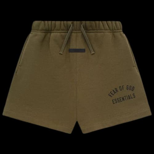 Fear of God Essentials Kids Fleece Soccer Short Olive