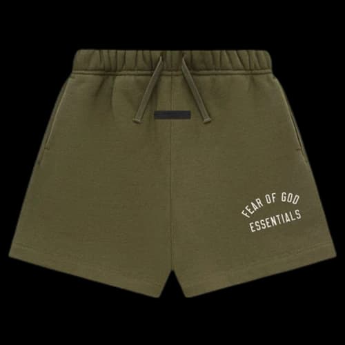 Fear of God Essentials Kids Fleece Soccer Short Military