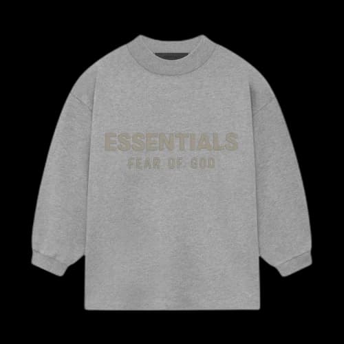 Fear of God Essentials Kids Long-Sleeve Tee 'Dark Heather Oatmeal'