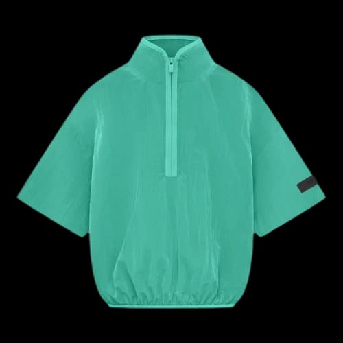 Fear of God Essentials Kids Crinkle Nylon Half Zip Short-Sleeve Shirt 'Mint Leaf'