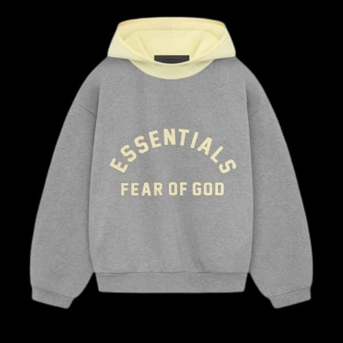 Fear of God Essentials Kids Nylon Fleece Hoodie 'Dark Heather Oatmeal/Garden Yellow'