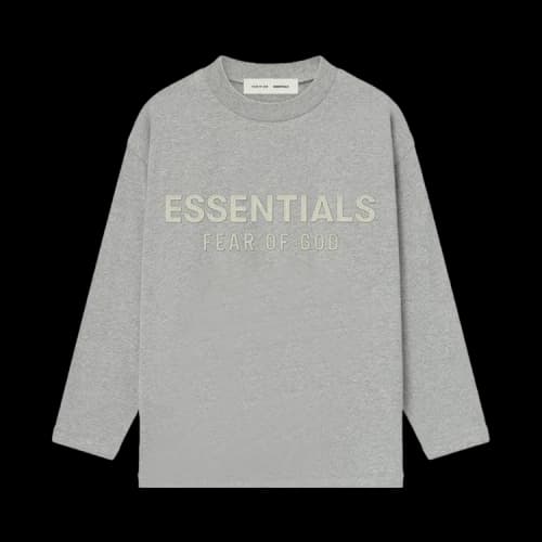 Fear of God Essentials Kids Classic Long Sleeve Tee Concrete Heather