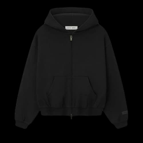 Fear of God Essentials Kids Fleece Zip-Up Hoodie Jet Black