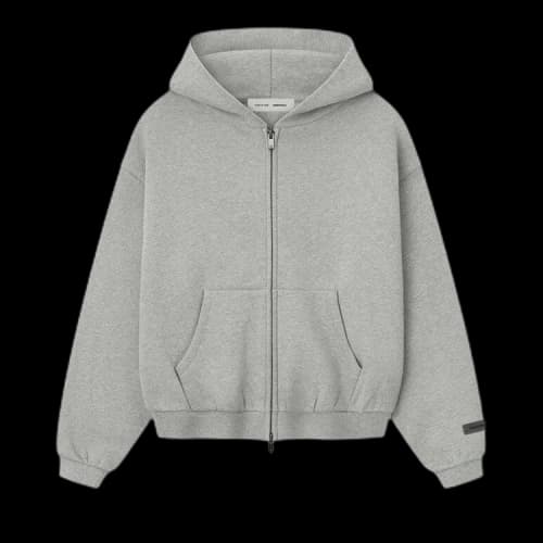 Fear of God Essentials Kids Fleece Zip-Up Hoodie Concrete Heather