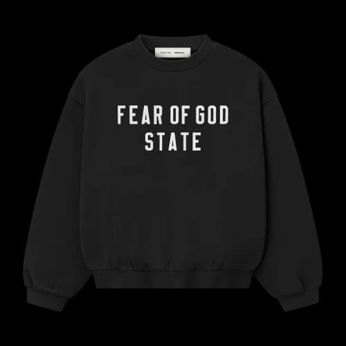Fear of God Essentials Kids 90's Fleece Crewneck Jet Black