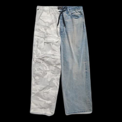 Balenciaga Grayscale Camo Hybrid Baggy Pants 'Light Blue'