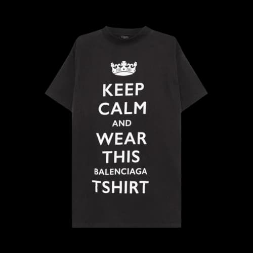 Balenciaga Oversized Keep Calm T-shirt Washed Black White