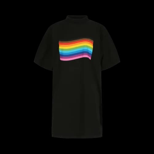 Balenciaga Women's Inside Out Rainbow Flag T-Shirt Faded/Black