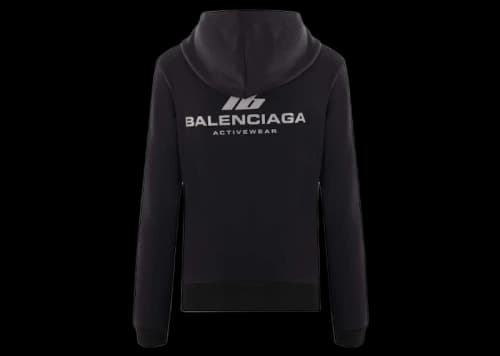 Balenciaga Activewear Jersey Full-Zip Hoodie Black