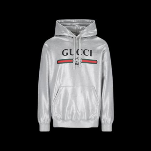 Gucci Logo Hooded Sweatshirt Silver