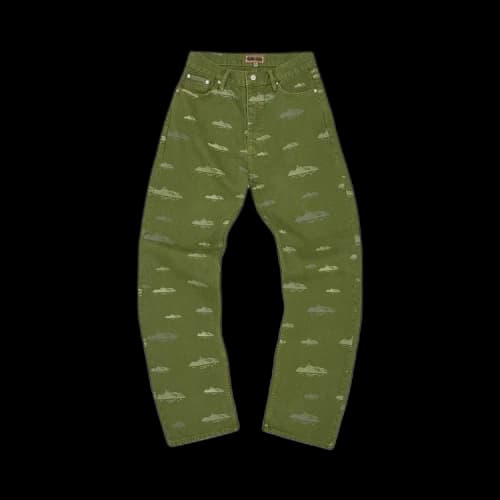 Corteiz Alcatraz Pattern Denim Jeans 'Khaki'