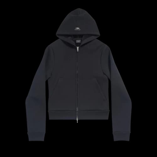 Balenciaga Cropped Zip Hoodie 'Black'