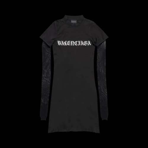 Balenciaga Mesh Sleeve Dress 'Faded Black/White'